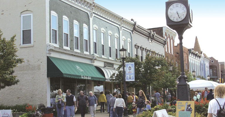 West side of Main Street in Downtown Northville, MI, shopping district